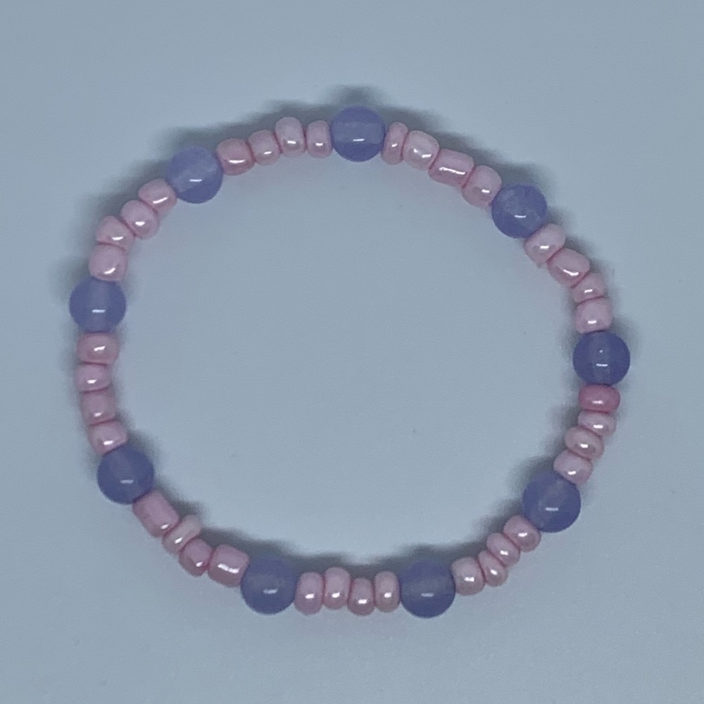 Purple Quartzite and Pink Beaded Bracelet